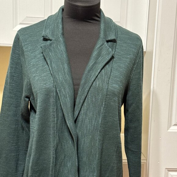 J Jill Sweater Womens M Green Knit Cardigan One Front Button Cotton Blend - Picture 4 of 11